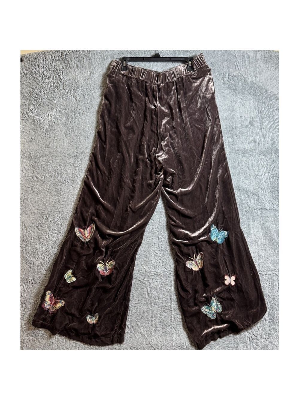 Johnny Was Brown Luciana Velvet Wide Leg Butterfly Pant Size XL MSRP $365 NEW